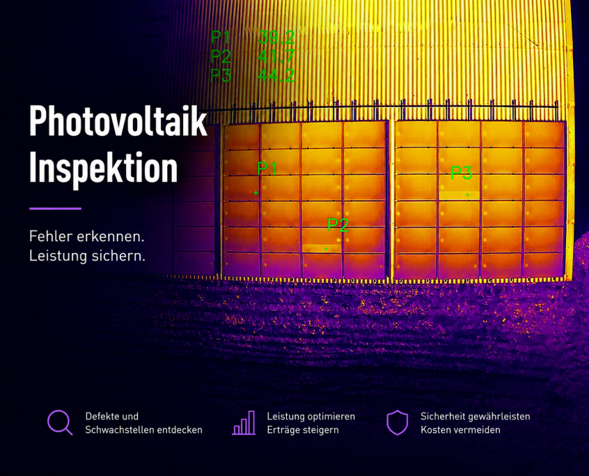 Thermografische Drohnenaufnahme einer Photovoltaikanlage